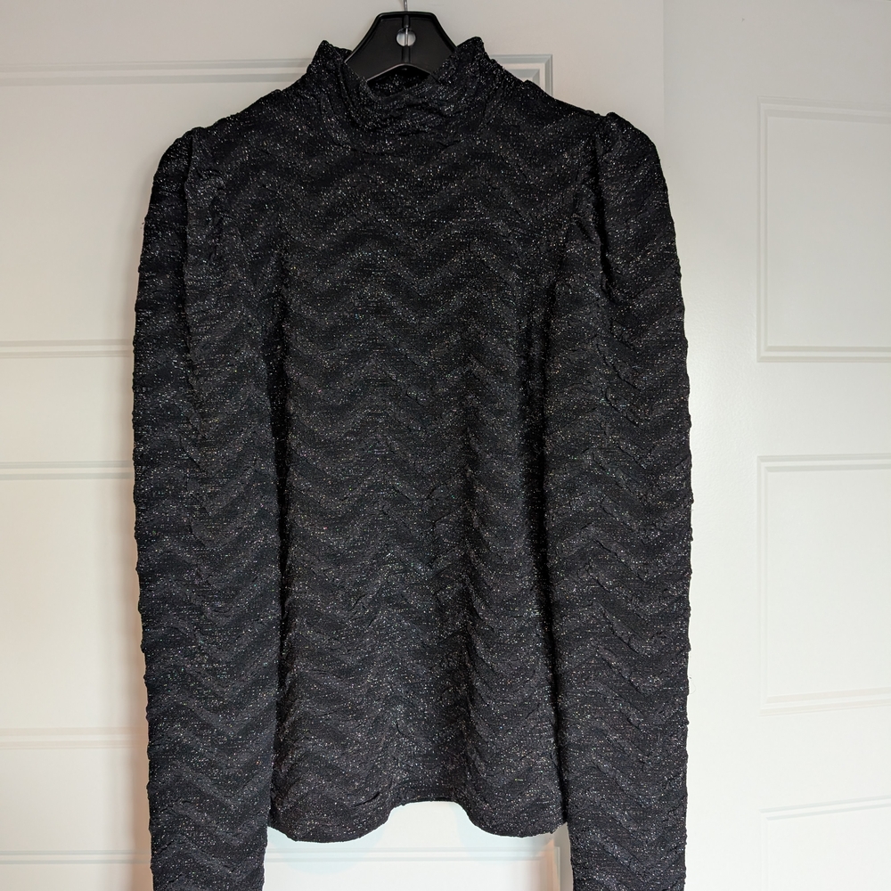 Karl Lagerfeld Black and Gold Shimmer Top